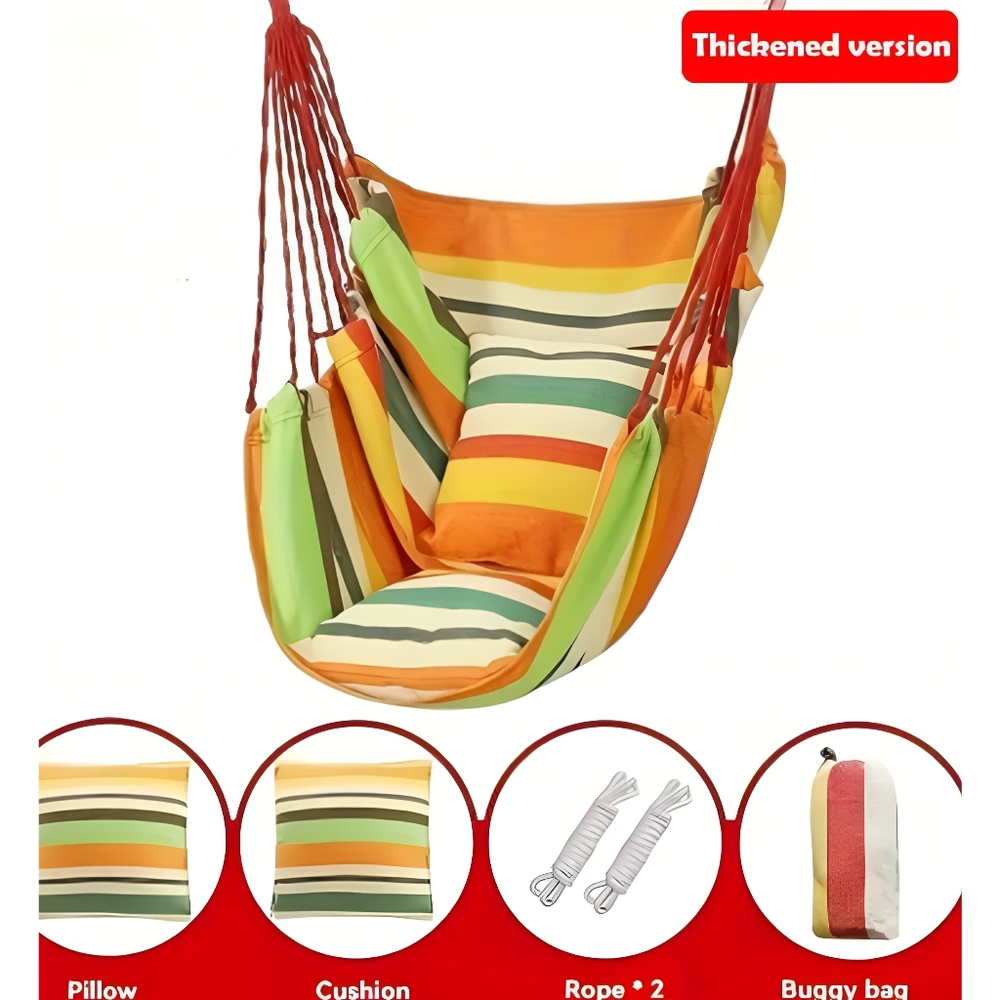 Perfect for Spring! Multicolor hammock chairs w/pillows..NOW IN STOCK!